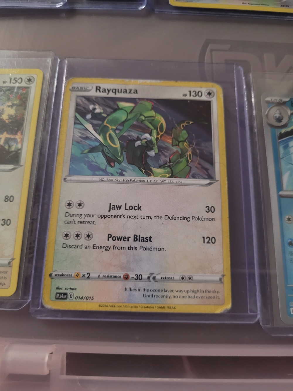 3/20$ Pokemon Rayquaza Card - Green and Yellow
